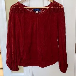 Long Sleeve Red Top XS